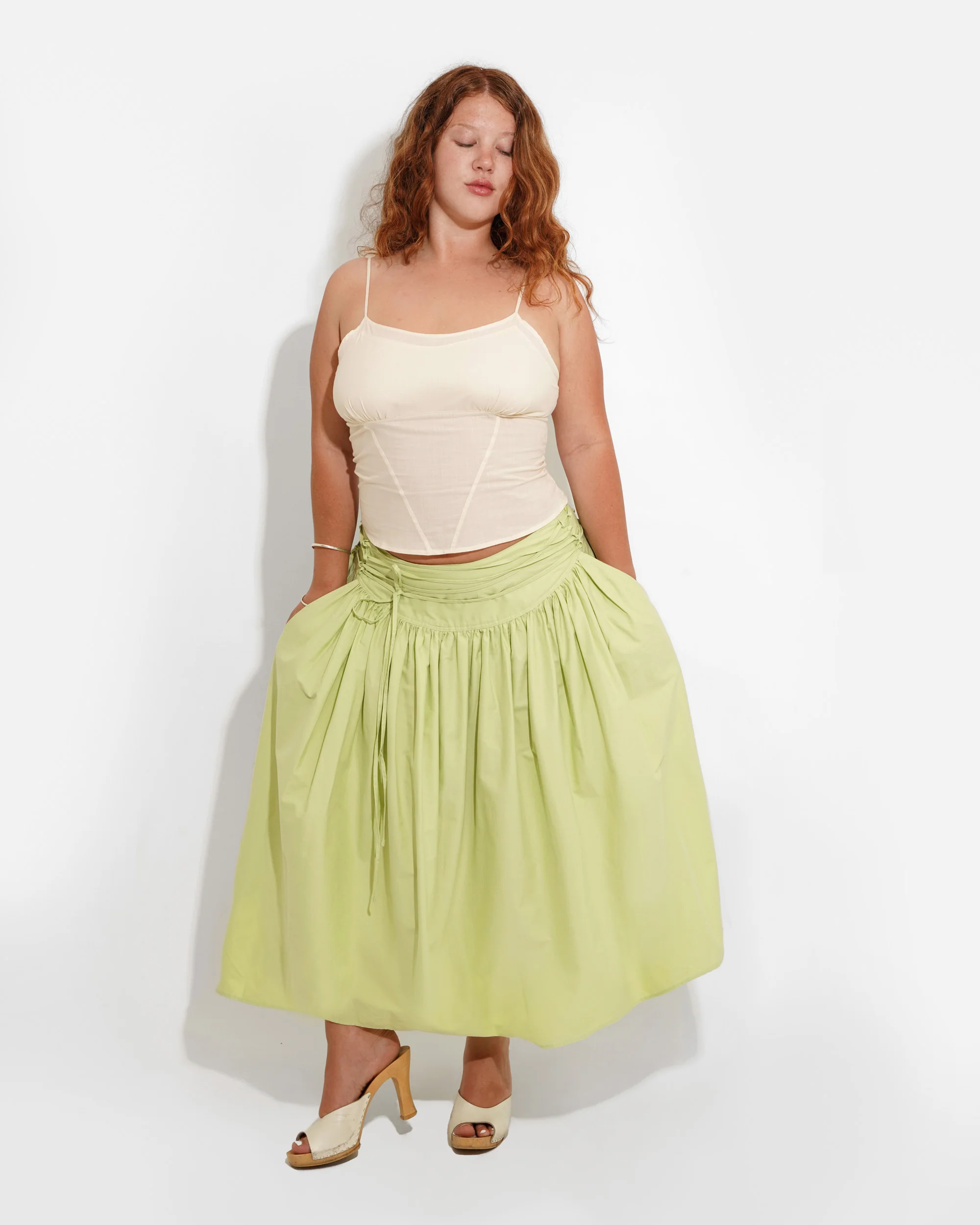 TWISTING VINES SKIRT IN HONEYDEW - Image 8