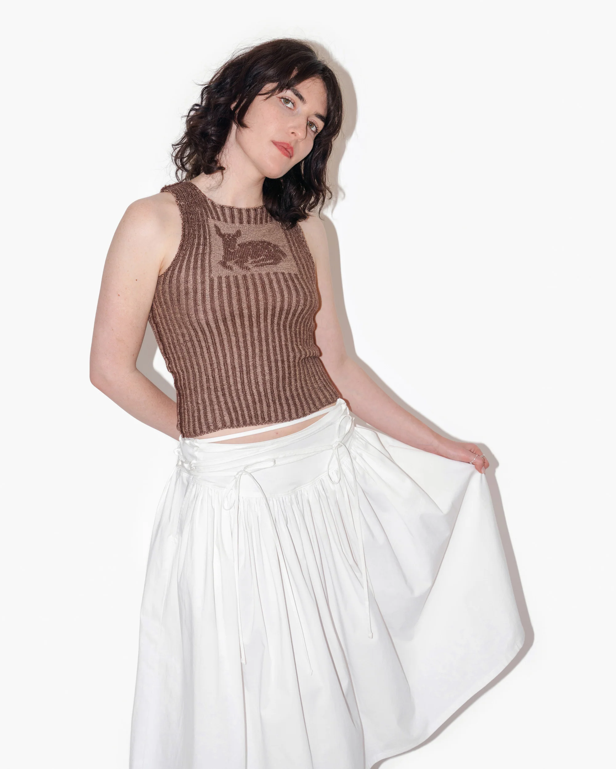 TWISTING VINES SKIRT IN LILY WHITE - Image 3