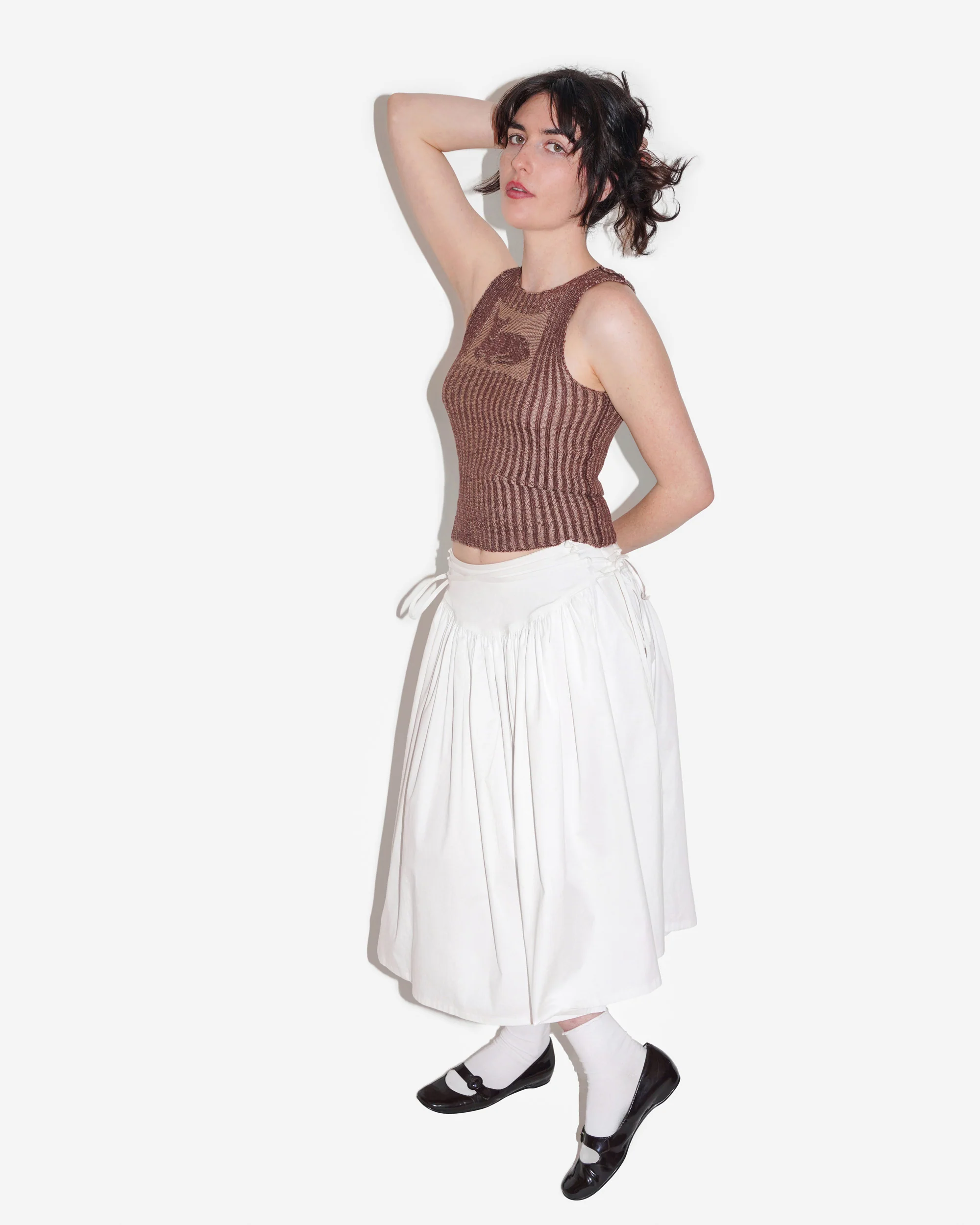 TWISTING VINES SKIRT IN LILY WHITE - Image 4